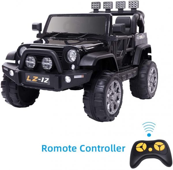 VALUE BOX Safety 12V Electric Two Seaters Ride On Car, Remote Control Kids Toddler Ride On Cars Motorized Vehicles Toy Car, Wheels Suspension, Seat Belts, LED Lights and Horn (Black) 2