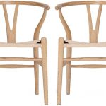 VODUR Wishbone Chair Natural Solid Wood Dining Chairs Hans Vegner Y Chair Rattan and Wood Accent Armrest Chair Ash Wood + Natural Wood Color 1