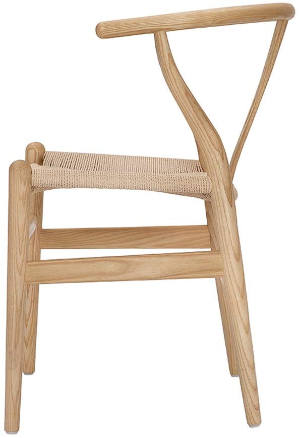 VODUR Wishbone Chair Natural Solid Wood Dining Chairs Hans Vegner Y Chair Rattan and Wood Accent Armrest Chair Ash Wood + Natural Wood Color 3
