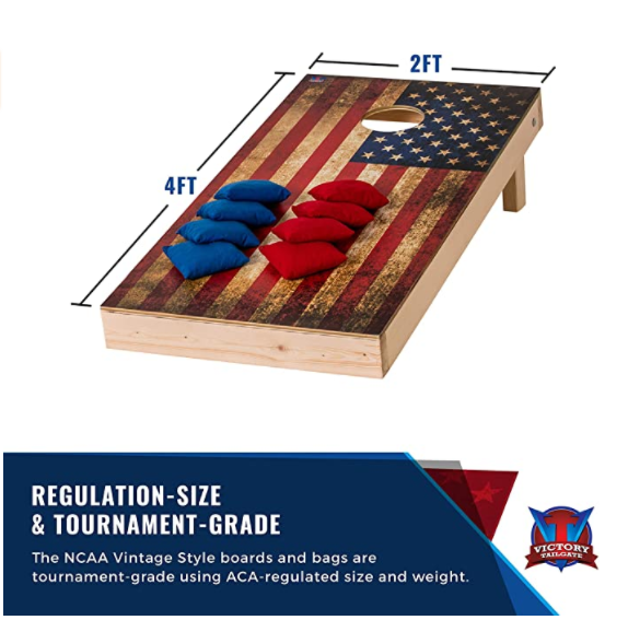 Victory Tailgate Regulation Collegiate NCAA Vintage Series Cornhole Board Set – 2 Boards, 8 Bags – 600+ Teams Available 2