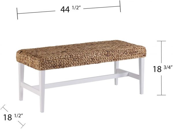 Water Hyacinth Coastal Rattan Bench – White Wood Base – Woven Coffee Table 3