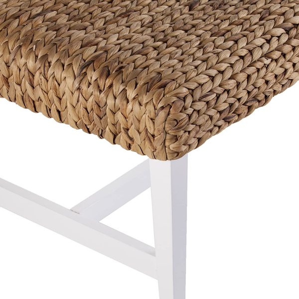 Water Hyacinth Coastal Rattan Bench – White Wood Base – Woven Coffee Table 4