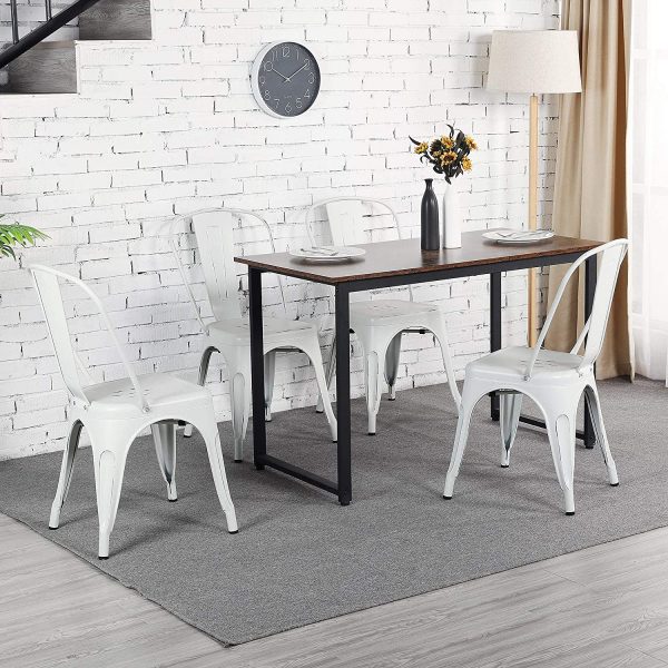 Yaheetech Metal Kitchen Dining Chairs Indoor-Outdoor Distressed Style Stackable 2