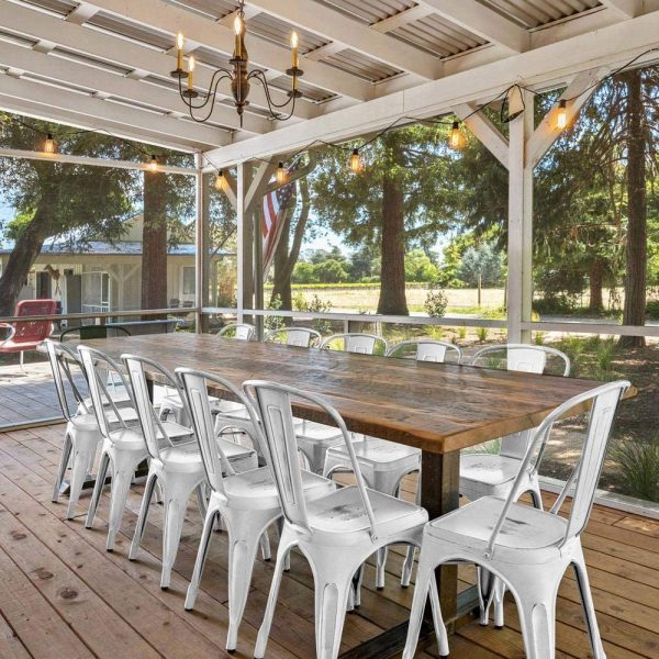 Yaheetech Metal Kitchen Dining Chairs Indoor-Outdoor Distressed Style Stackable 3