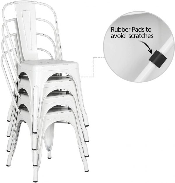 Yaheetech Metal Kitchen Dining Chairs Indoor-Outdoor Distressed Style Stackable 5