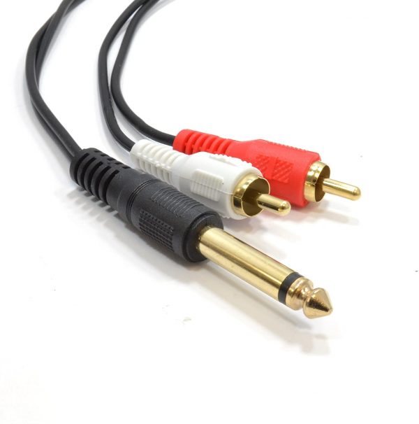 kenable 6.35mm 1 4 inch Mono Jack Plug to Phono RCA Plugs Screened Audio Cable 3m (~10 feet) 5