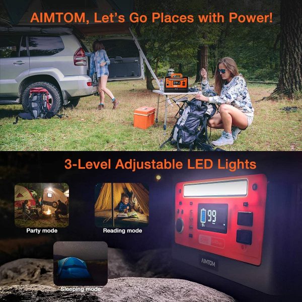 AIMTOM 540Wh Portable Power Station, Lithium Battery Pack with 110V 500W AC, 12V DC, USB, Carport 8