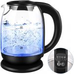 Electric Kettle, Glass Tea Kettle & Water Boiler Variable Temperature Control Tea Heater with LED Indicator Light Change Auto Shut-Off, Boil-Dry…1