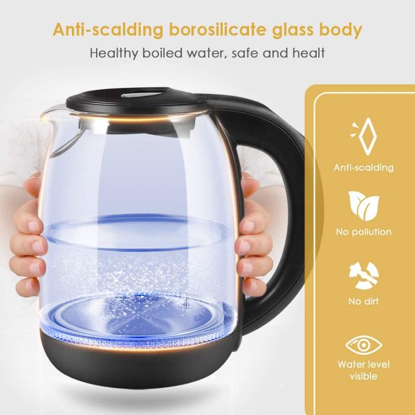 Electric Kettle, Glass Tea Kettle & Water Boiler Variable Temperature Control Tea Heater with LED Indicator Light Change Auto Shut-Off, Boil-Dry…4
