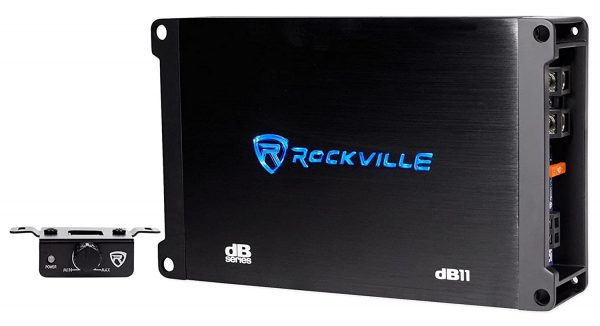 Rockville dB11 1400w Peak 350 watt RMS Mono 2-Ohm Amplifier Car Amp+Bass Remote 2