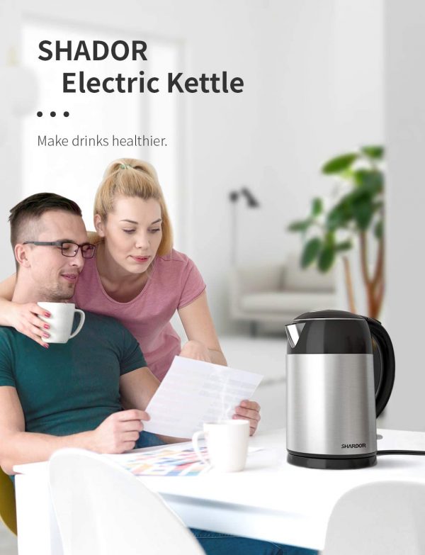 SHARDOR Electric Kettle Stainless Steel Electric Tea Kettle 1.7L 1500W Fast Boiling Cordless with Cool Touch, Auto-Shutoff and Overheat Protection for Tea,…7