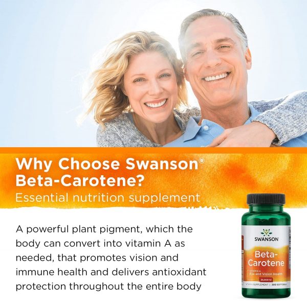 Swanson Beta-Carotene Vitamin A 25000 IU Skin Eye Immune System Health Antioxidant Support 7500 mcg 300 Softgels Count (3 Pack) 6