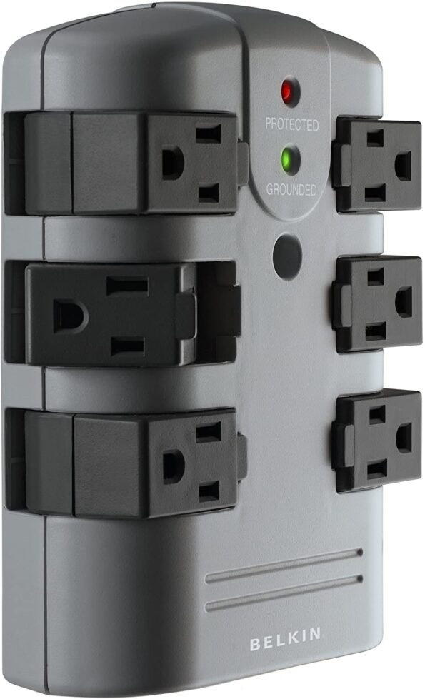 Belkin 6-Outlet Pivot-Plug Surge Protector w/ Wall Mount - Ideal for Mobile Devices, Personal Electronics, Small Appliances and More (1,080 Joules)