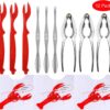 12Pcs Seafood Tools Crab Crackers Set including 3 Crackers 3 Seafood Sheller 3 Stainless Steel Forks 3 Lobster Bibs