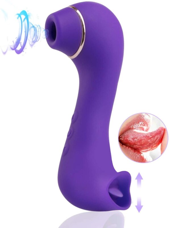 2 in 1 Licking & Clitoral Sucking G Spot Vibrator Clitoris Tongue Stimulator Vaginal Breast Nipple Vibrator for Quick Orgasm Adult Sex Toys for Women Couples