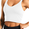 Women Crop Tank Tops Workout Longline Sports Bra Yoga High Impact Padded Support Gym Fitness Running Shirt