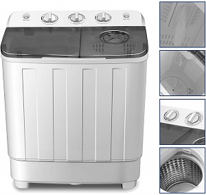 4-EVER Portable Washing Machine 17lbs Compact Twin Tub Washer and Dryer Combo for Apartments,Dorms,RV's,College Rooms,Camping
