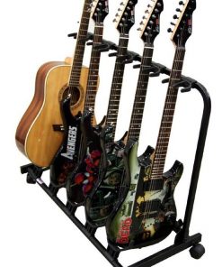 5 Guitar Rolling Cart Stand Pro Audio Stage, Studio or Display Rubber Divider Electric or Acoustic Guitar Holder