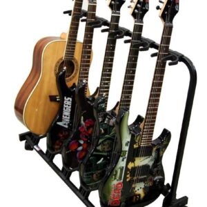 5 Guitar Rolling Cart Stand Pro Audio Stage, Studio or Display Rubber Divider Electric or Acoustic Guitar Holder