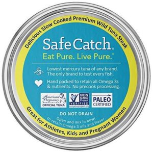 Safe Catch Elite Lowest Mercury Solid Wild Tuna Steak, 5 Ounce Can The Only Brand To Test Every Tuna for Mercury (Pack Of 12)