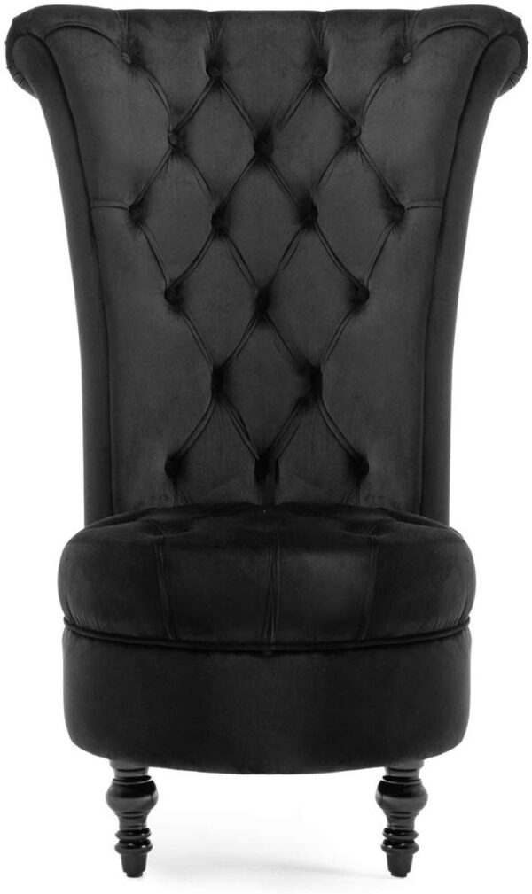 BELLEZE Modern Velvet Tufted Tall Nailhead Trim Cushioned Living Room Accent Ottoman Chair, Black