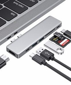 USB C Hub for MacBook Pro, Type C Hub Adapter with 4K HDMI, USB 3.0 Ports, Card Reader, USB-C Power Delivery, USB C Adapter for MacBook Pro 13″ and...