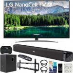 LG 75SM8670PUA 75 inch 4K HDR Smart LED IPS TV with AI ThinQ 2019 Model Bundle with Soundbar with Subwoofer, Wall Mount Kit Wireless Backlit Keyboard and 6-Outlet Surge Adapter