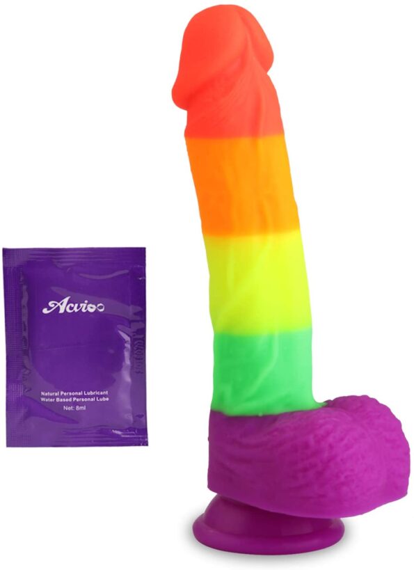 8.14 Inch Realistic Dildo with Strong Suction Cap Base for Hands-Free Play, Ultra-Soft Cock with Curved Shaft & Balls for Vaginal G-Spot Anal Play Sex Toys for Women & Men & Couples