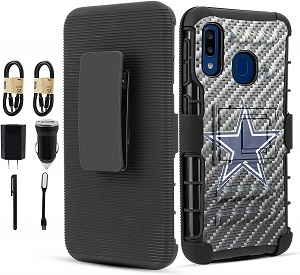 Galaxy A20 Case, Galaxy A30 Case, 6goodeals Accessory Pack Hybrid Holster Heavy Duty Shockproof Full Body Protective Cover Case with Kickstand and Swivel Belt Clip for Samsung Galaxy A20 / A30(Cowboy)