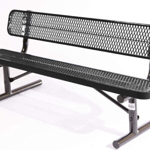 Coated Outdoor Furniture B6WBP-BLK Park Bench Back, 6 Feet, Black
