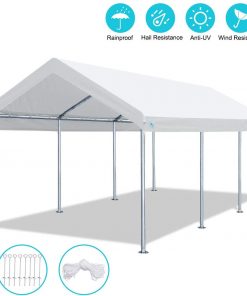 ADVANCE OUTDOOR 10 x 20 FT Heavy Duty Carport Car Canopy Garage Shelter Party Tent, Adjustable Height from 6ft to 7.5ft, White