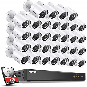 ANNKE 1080P Home Security Camera System, 32CH High Definition Video Recorder with 4TB Hard Drive and (32) Outdoor Weatherproof Bullet Cameras, 100ft IR Night Vision, Motion Detection, Remote Playback