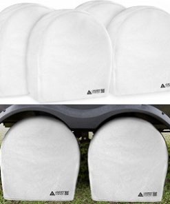 Leader Accessories Tire Covers (4 Pack) Heavy Duty Waterproof Tire Cover Wheel Covers for RV Wheel Travel Trailer Camper Car Truck Jeep SUV Fits 36"-39" Diameter Tires from Side to Side,White