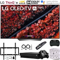 LG OLED77C9PUB 77" C9 4K HDR Smart OLED TV w/AI ThinQ (2019) + Microsoft Xbox One X 1TB + Deco Mount Flat Wall Mount Kit + 2.4GHz Wireless Keyboard w/Touchpad + 6-Outlet Surge Adapter w/Night Light