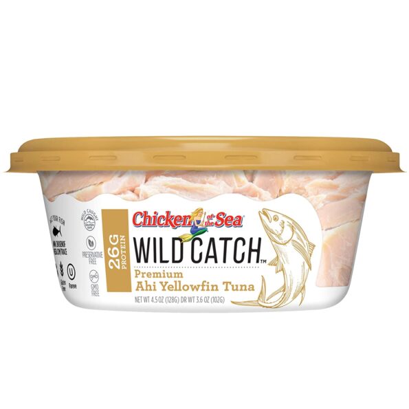 Chicken of the Sea Wild Catch, Ahi Yellowfin Tuna, 4.5 Oz Cups, Pack of 8