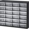 Akro-Mils 24 Drawer 10124, Plastic Parts Storage Hardware and Craft Cabinet, (20-Inch W x 6-Inch D x 16-Inch H), Black (1-Pack)