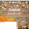 Allenjoy Pumpkin Rustic Wood Baby Shower Backdrop Autumn Our Little Pumpkin Boy Girl is On The Way Welcome Party Decorations Baby is Brewing Theme Cake Table Banner 7x5ft Background Photo Booth Props