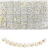 Amaney 1400 Pieces 4x7mm White Round Acrylic with Gold Alphabet Letter Beads A-Z Heart Pattern Beads and Crystal Line for Jewelry Making Bracelets Necklaces Key Chains