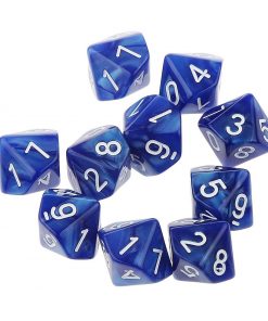 Anniston Kids Toys, 10Pcs Multi-Sided TRPG Game Dungeons Dragons D10 Polyhedral Dice Party Props Novelty Gag Toys for Baby Children Toddlers Boys & Girls, Blue 10pcs