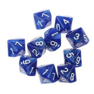Anniston Kids Toys, 10Pcs Multi-Sided TRPG Game Dungeons Dragons D10 Polyhedral Dice Party Props Novelty Gag Toys for Baby Children Toddlers Boys & Girls, Blue 10pcs