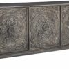 Signature Design by Ashley - Fair Ridge 3-Door Accent Cabinet - Contemporary - Hand Carved Solid Wood - Antique Gray Finish