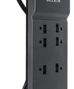 Belkin 8-Outlet Home And Office Surge Protector, Telephone Line And Flat AC Plug, 12ft Cord