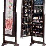 Best Choice Products 6-Tier Full Length Standing Mirrored Lockable Jewelry Storage Organizer Cabinet Armoire w/ 6 LED Interior Lights, 3 Angle Adjustments, Velvet Lining, Espresso