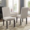 Roundhill Furniture Biony Tan Fabric Dining Chairs with Nailhead Trim, Set of 2