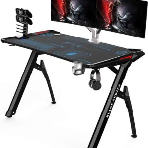 Kinsal Blade Series Gaming Style Computer Desk Office Desk Student Table PC Desk with RGB LED Lights & Cup Holder & Gamer Workstation &...