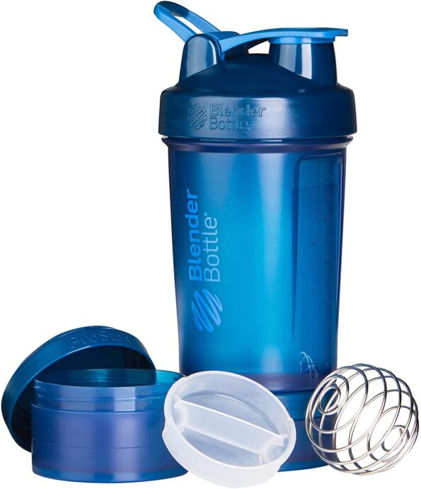 BlenderBottle ProStak System with 22-Ounce Bottle and Twist n' Lock Storage, 22 oz, Navy