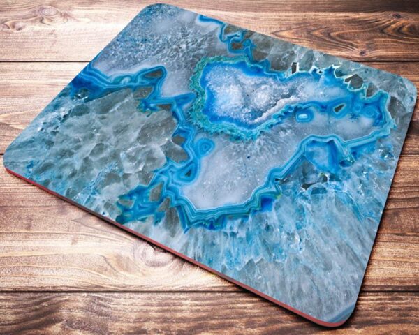 Blue AGATE Stone Mineral Mouse Pad Rectangle Turquoise Mousepad Office Desk Accessories for Women Coworker Gifts