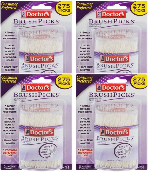 The Doctor's BrushPicks Interdental Toothpicks, 1,100 Picks, 4 Pack of 275 Picks