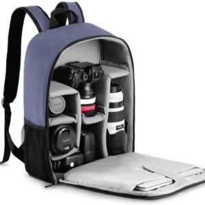CADeN Camera Backpack Bag with Laptop Compartment 15.6" for DSLR/SLR Mirrorless Camera Waterproof, Camera Case Compatible for Sony Canon Nikon Camera and Lens Tripod Accessories Blue