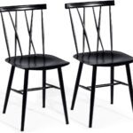 COSTWAY Dining Chair, Chic Bistro Cafe Side Chair Side Chair for Indoor, Modern Metal Chair with Backrest Bar Chair with Sturdy Metal Construction Cafe…